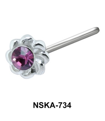 Stony Flower Silver Straight Nose Stud NSKA-734